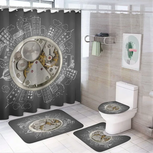 Time Alarm Building Cloud on a shower curtain