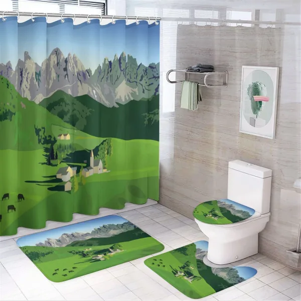 Alpine Mountains Meadow on a shower curtain
