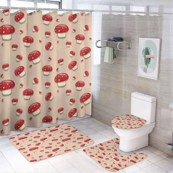 Cartoon Mushrooms on a shower curtain