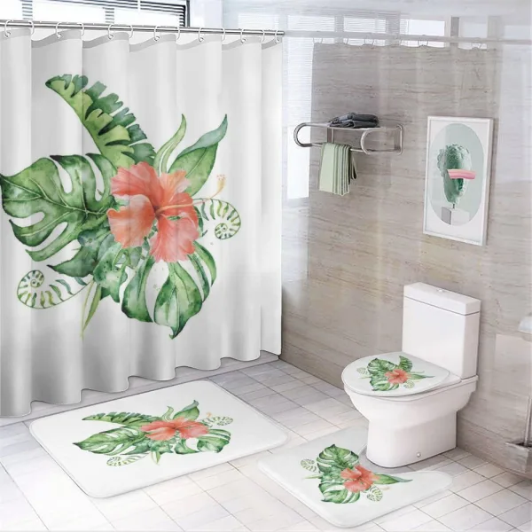 Exotic Flower Leafy Bouquet on a shower curtain