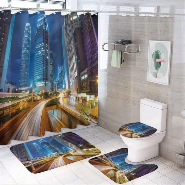 Fast Cars Hong Kong Urban on a shower curtain