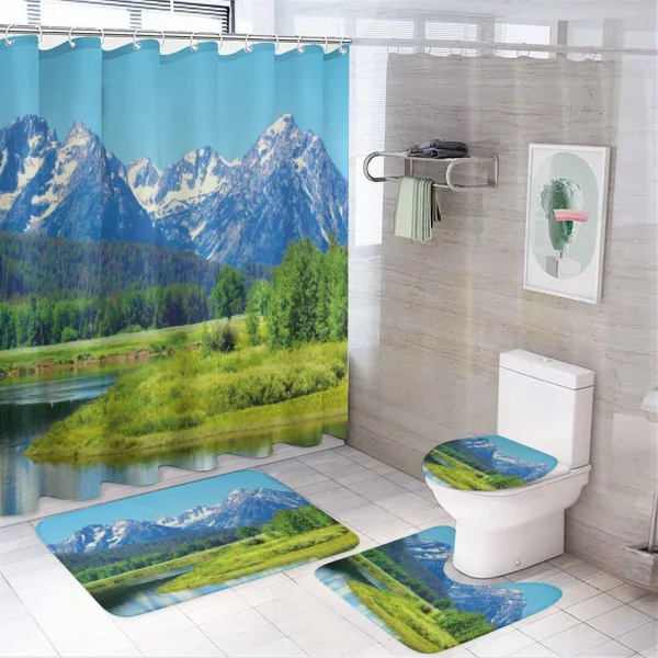 Grand Teton Mountains on a shower curtain