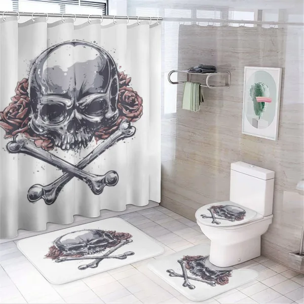 Grunge Human Skull Angry on a shower curtain