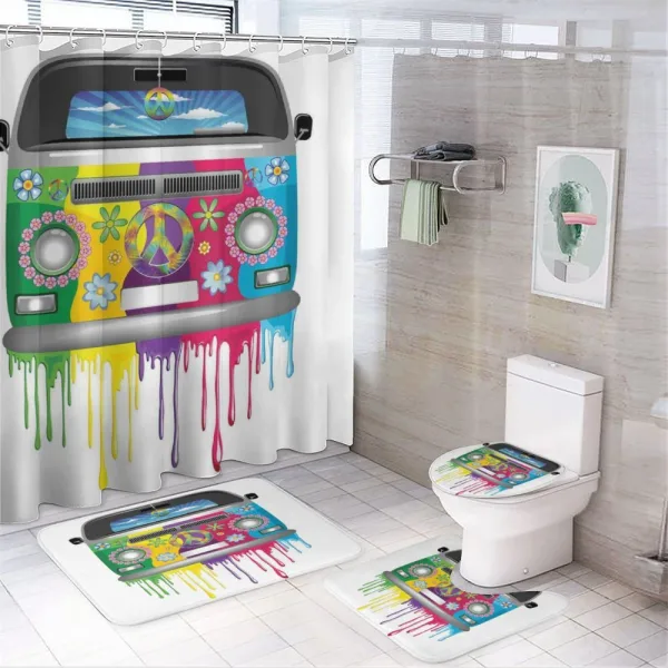 Hippie Van Vacation on a shower curtain