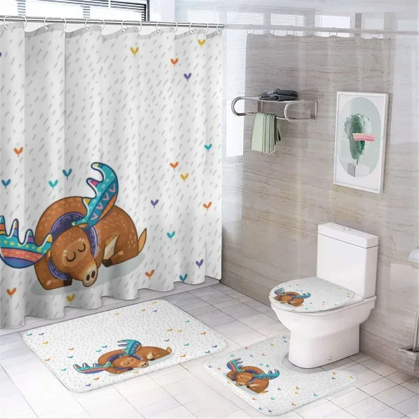Retro Antlers Animal Art on a shower curtain