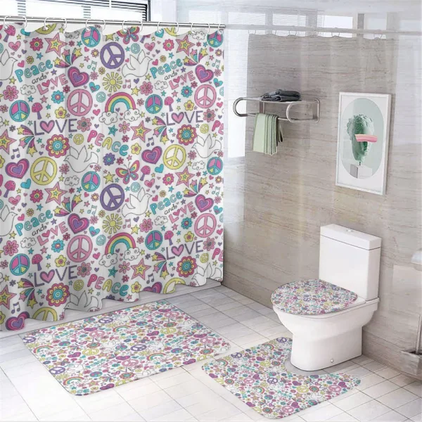 Sixties of Peace on a shower curtain
