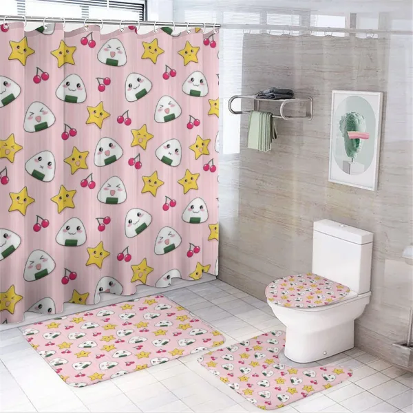 Striped Cartoon Style on a shower curtain