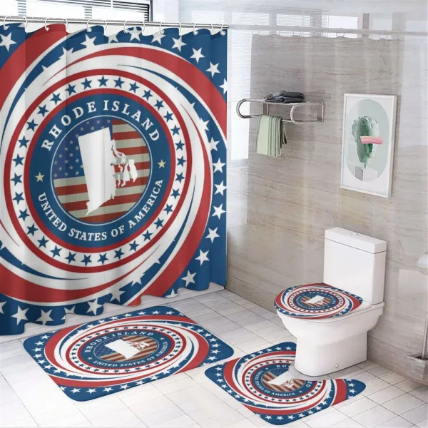 Swirled Stars and USA on a shower curtain