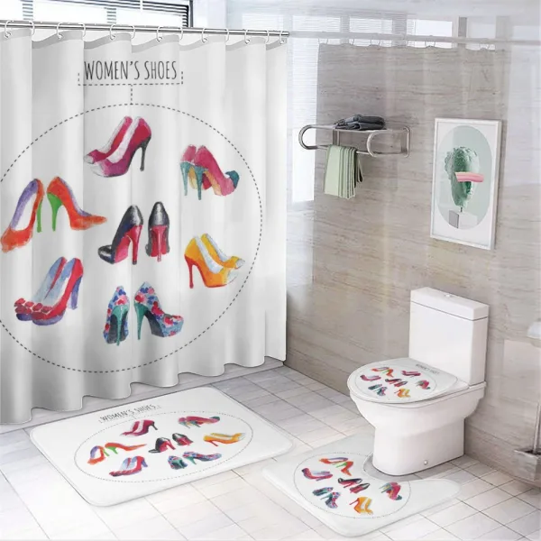 Watercolor Shoe Pairs on a shower curtain