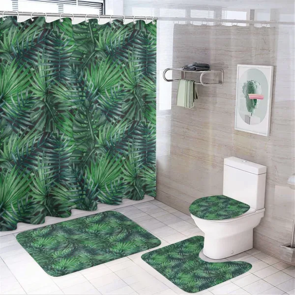 Watercolored Forest Leaves on a shower curtain