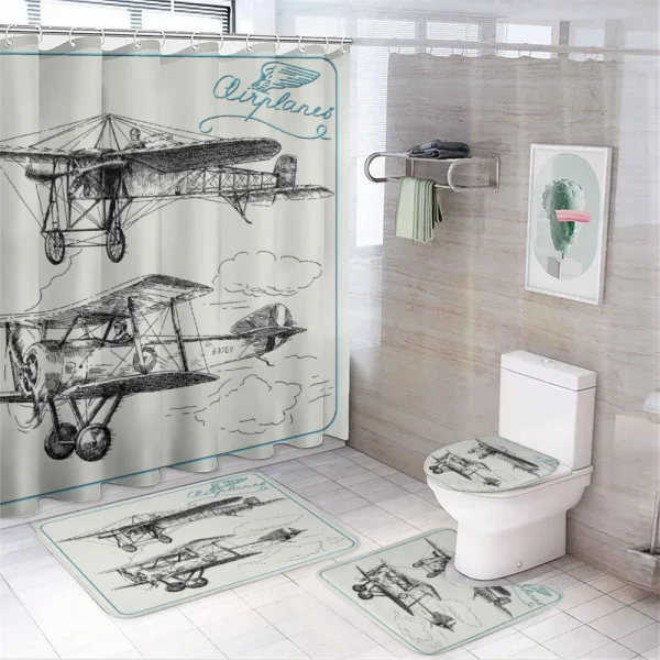 Aircraft Jets in Sky on a shower curtain