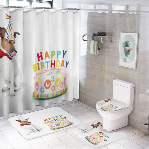 Birthday Party Dog on a shower curtain