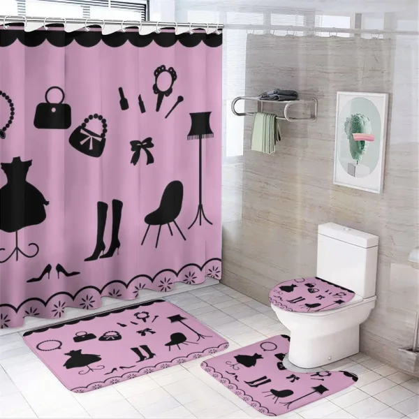Boutique Shop Elements on a shower curtain