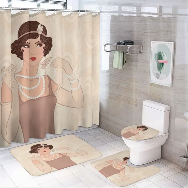 Brunette Flapper on a shower curtain