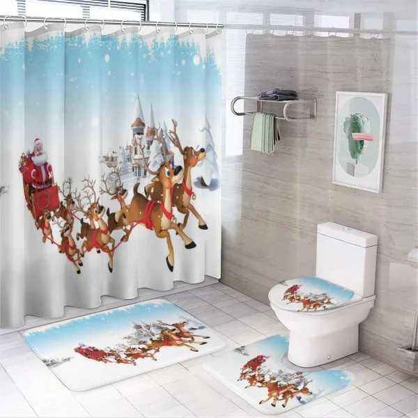 Christmas Ride on Sleigh on a shower curtain