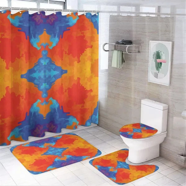 Contemporary Blue Orange on a shower curtain