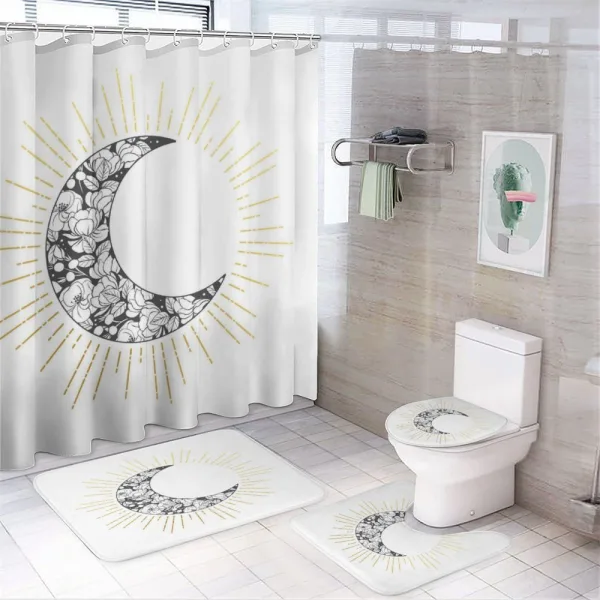 Crescent with Roses Art on a shower curtain