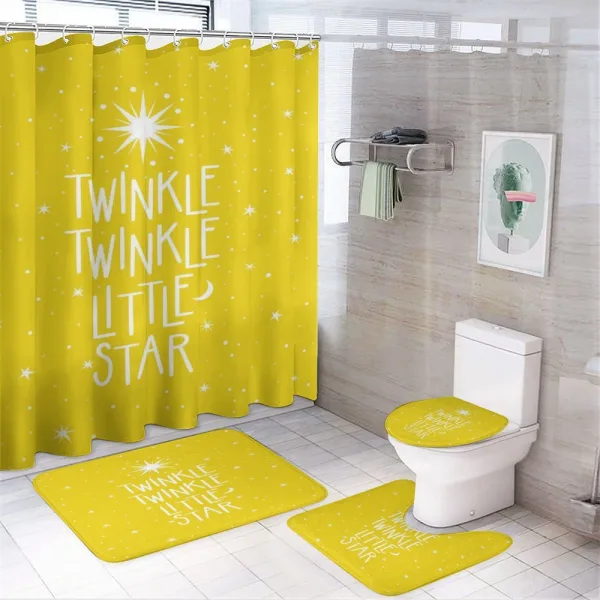 Doodled Stars and Crescent on a shower curtain