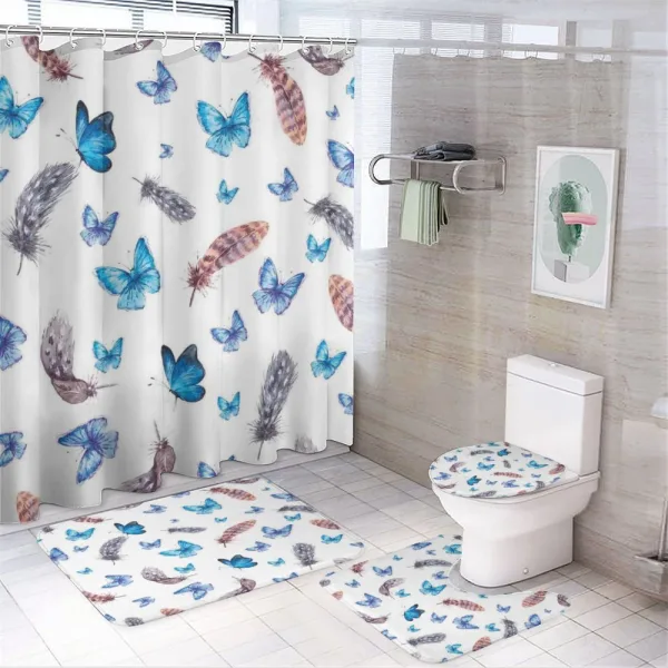 Feathers and Butterfly on a shower curtain