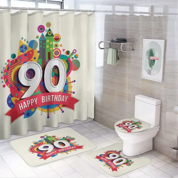 Funky Pop Birthday on a shower curtain