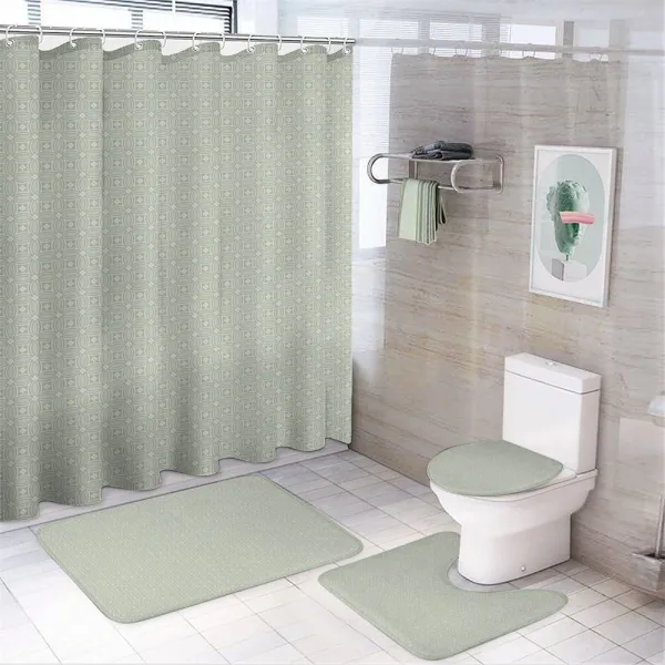 Geometric Elements Flowers on a shower curtain