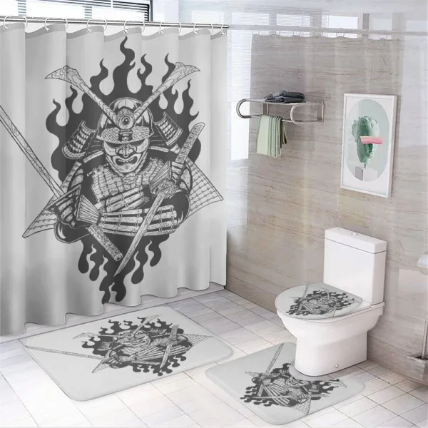 Ghost Ninja Fire Oriental on a shower curtain