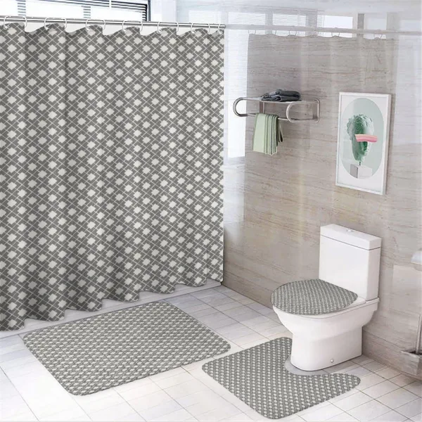 Lines Squares Lattice Art on a shower curtain