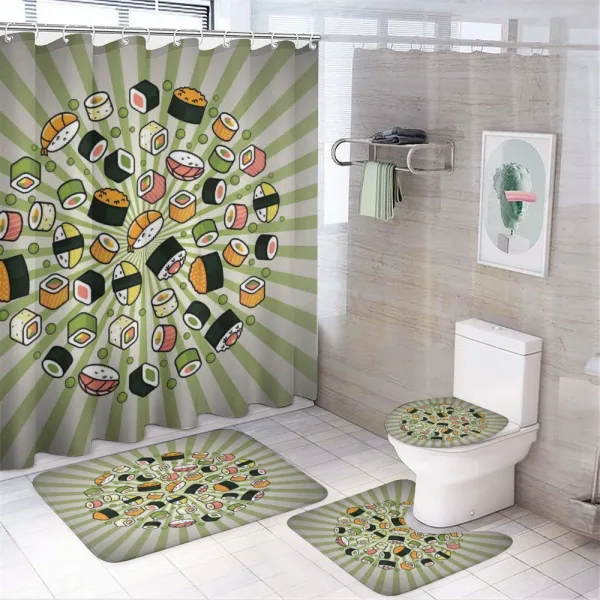Manga Style Japanese Food on a shower curtain