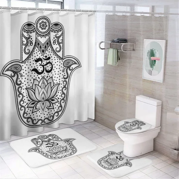 Oriental Curlicues Lotus on a shower curtain
