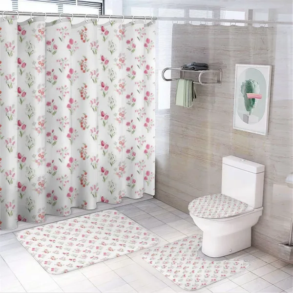 Roses Tulips Snowdrops on a shower curtain