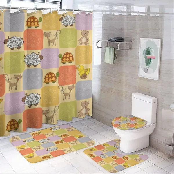 Toys Animals Checkered on a shower curtain