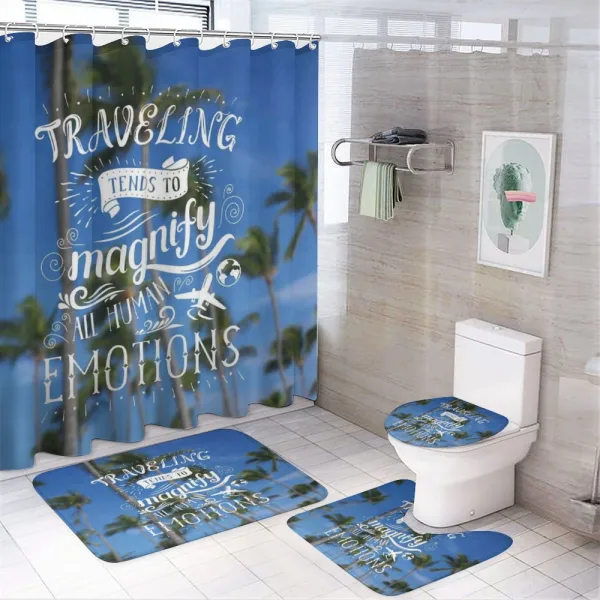 Travel Words Airplane on a shower curtain