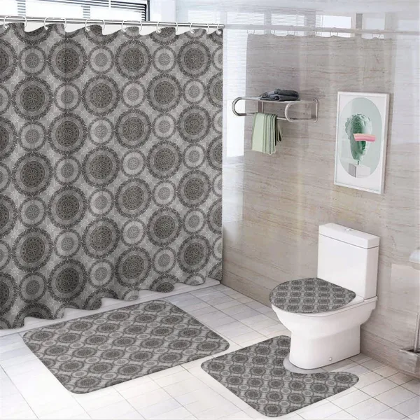 Abstract Damask Flowers on a shower curtain