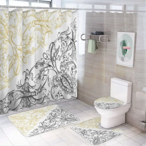 Abstract Fish Circles on a shower curtain