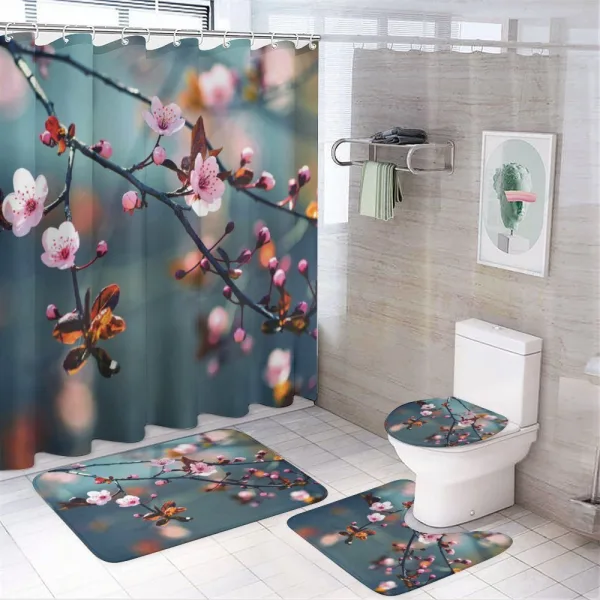 Blooming Sakura Flowers on a shower curtain