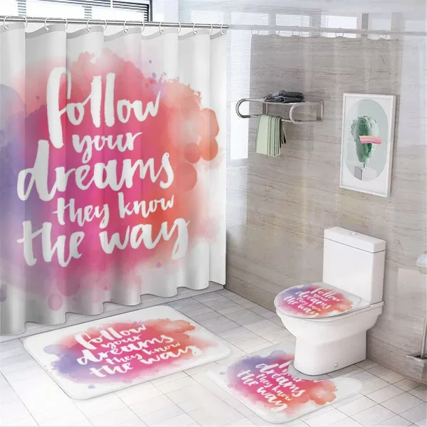 Dreams Know the Way Words on a shower curtain
