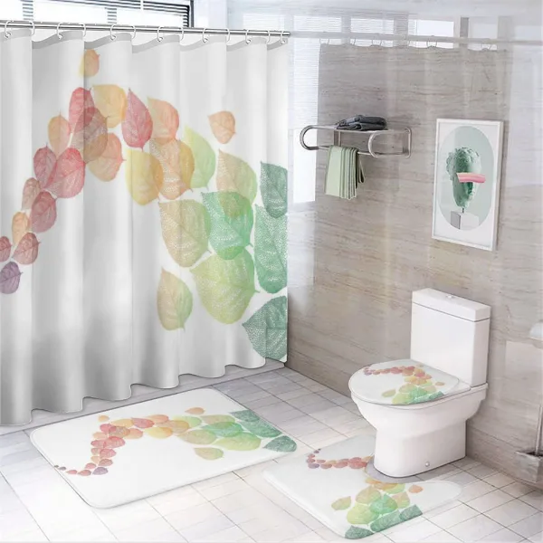 Flying Leaves Art on a shower curtain