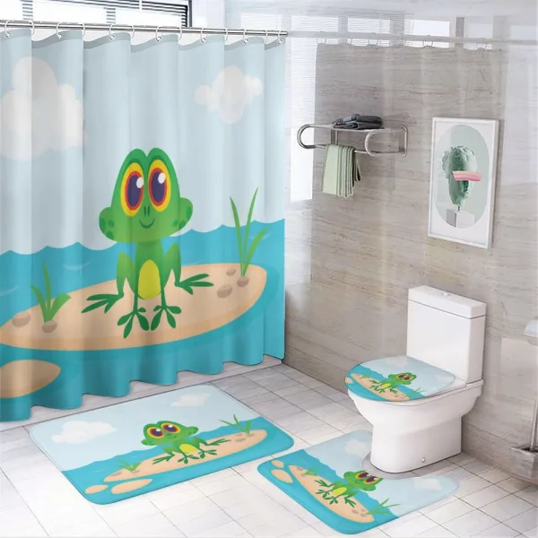 Nursery Cartoon Animal Scene on a shower curtain