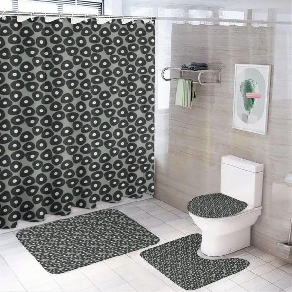 Old Vinyl Disc Themed Motifs on a shower curtain