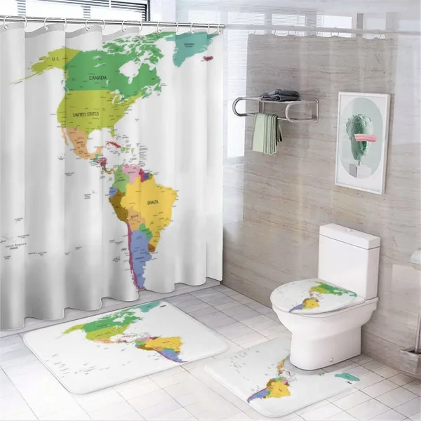 South and North America on a shower curtain