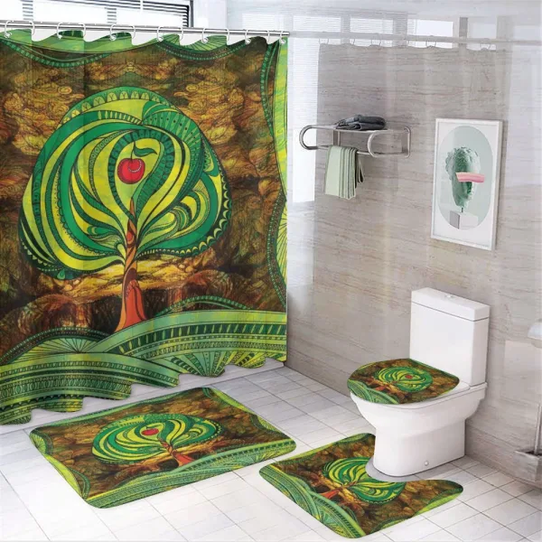 Vivid Apple Tree Lines on a shower curtain