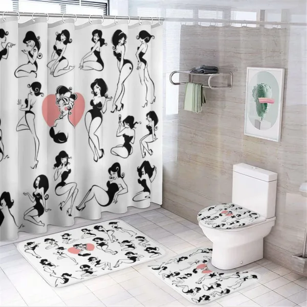 Woman Heart Tattoo Model on a shower curtain