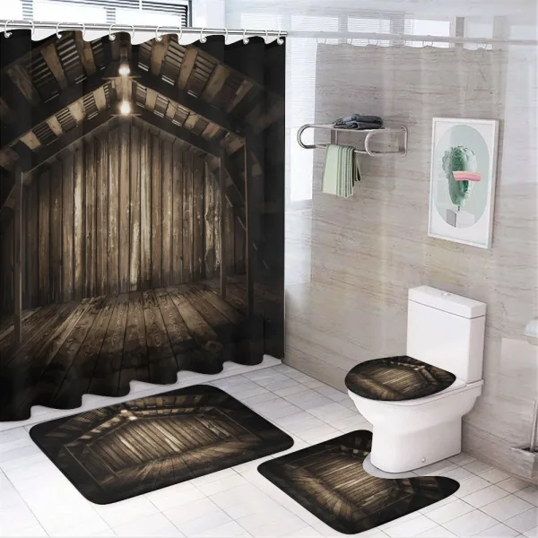 Wooden Cottage on a shower curtain