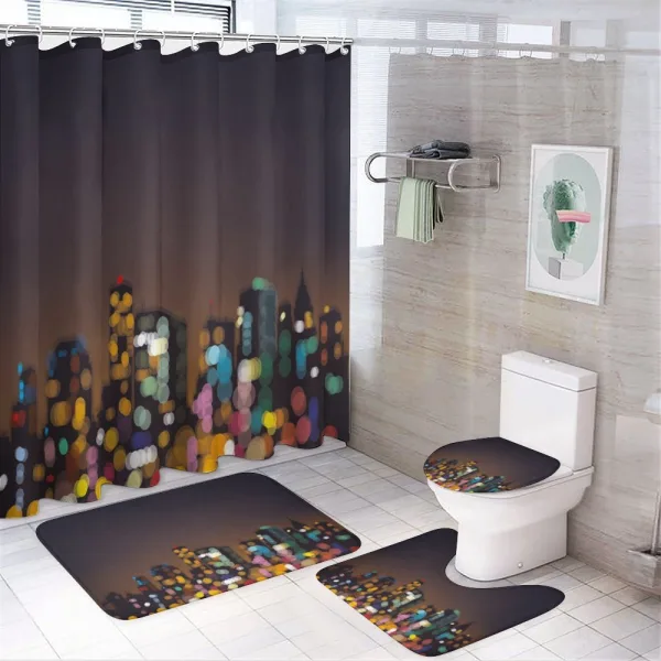 Abstract Cityscape Bokeh on a shower curtain