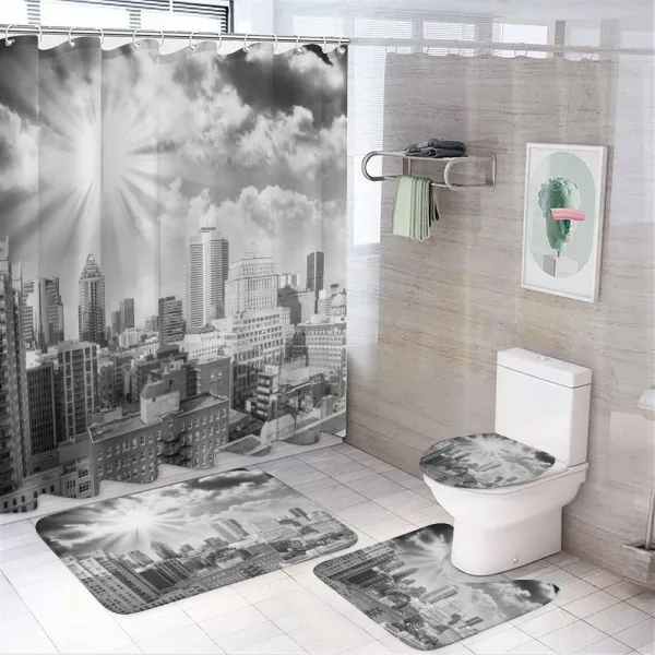 Aerial Montreal on a shower curtain