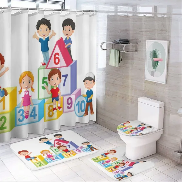 Boys Girls Numbers on a shower curtain
