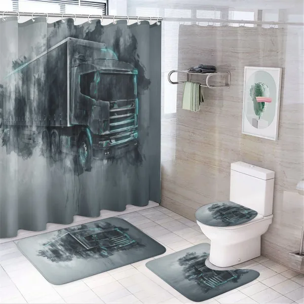 Cargo Delivery Theme on a shower curtain