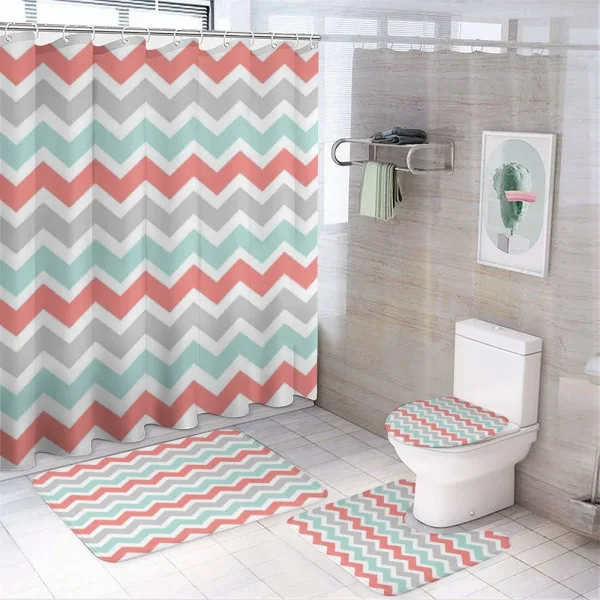 Cute Artful Pastel Zigzags on a shower curtain