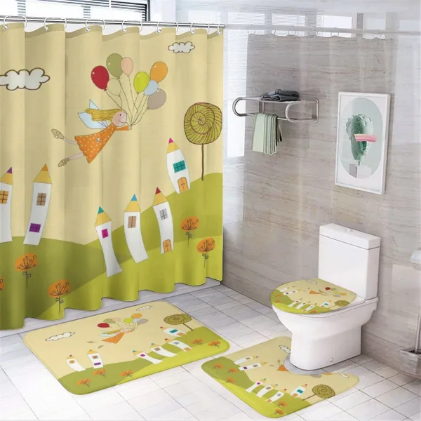 Fairy Flying over City on a shower curtain