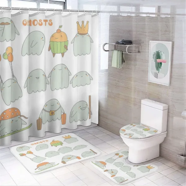 Funny Scary Characters on a shower curtain